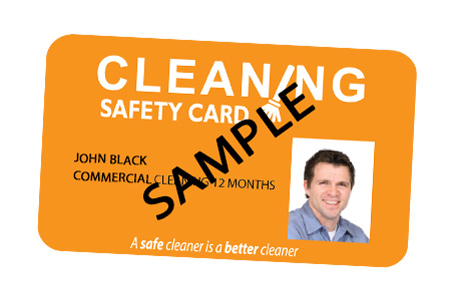 Commercial Cleaning safety card valid for 12 months